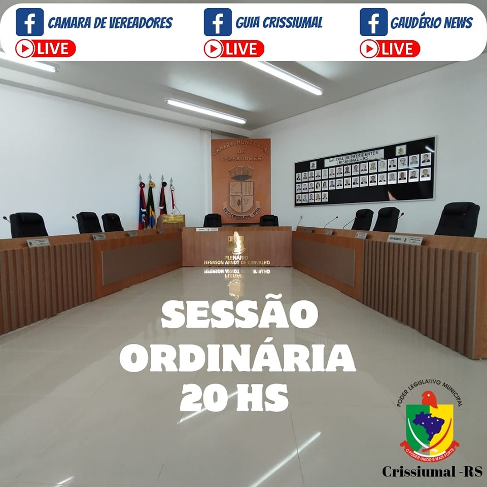 8ª Sessão Ordinária da Câmara Municipal de Vereadores de Crissiumal acontece nesta segunda-feira